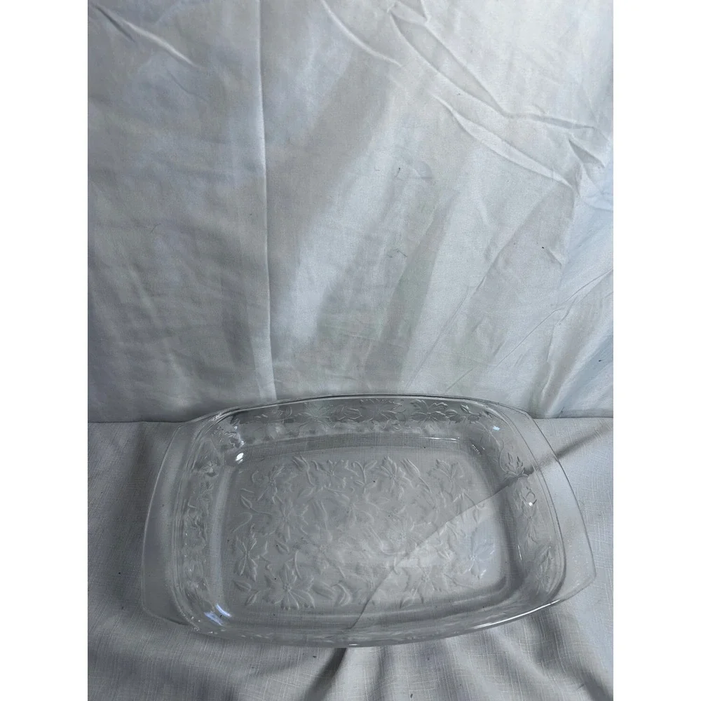 Princess House Fantasia Lasagna Dish 12.5in Clear Crystal Floral Baker 531